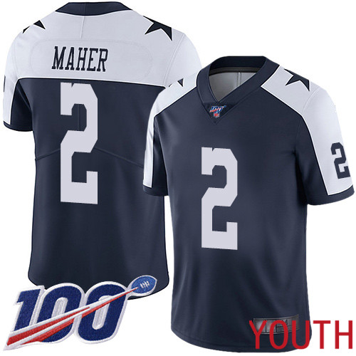 Youth Dallas Cowboys Limited Navy Blue Brett Maher Alternate 2 100th Season Vapor Untouchable Throwback NFL Jersey